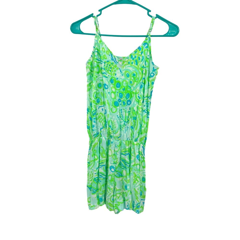 Lilly Pulitzer size XXS‎ green blue white sleeveless romper